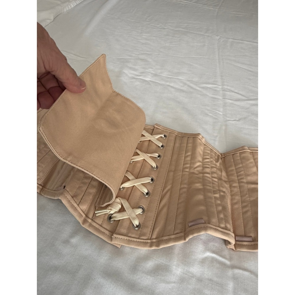 Corset Story Beige Cotton Underbust Corset Steel Boned Waist Cincher Milkmaid - Picture 11 of 11